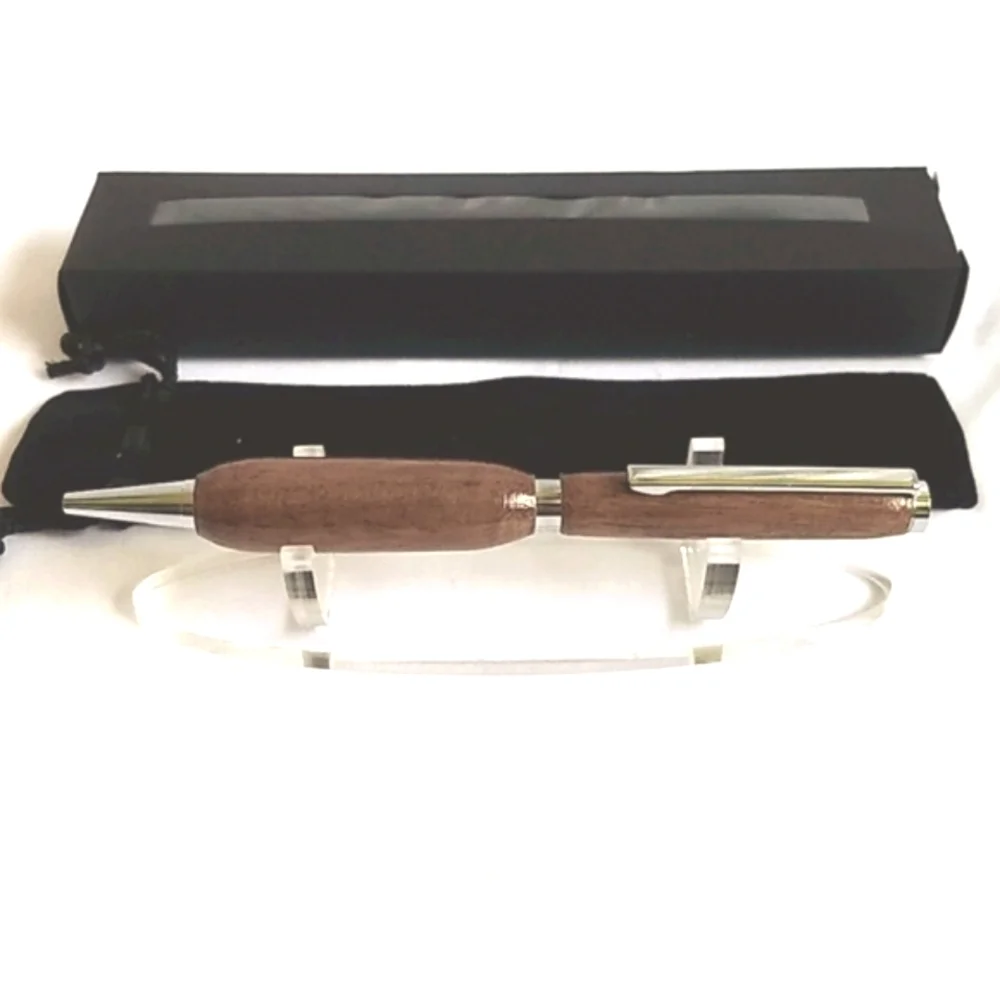 Elegant Artisan Crafted Wooden Twist Pen With Chrome Accents